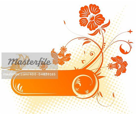 Floral frame with butterfly, element for design, vector illustration