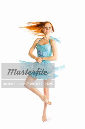 young red haired girl dancing ballet