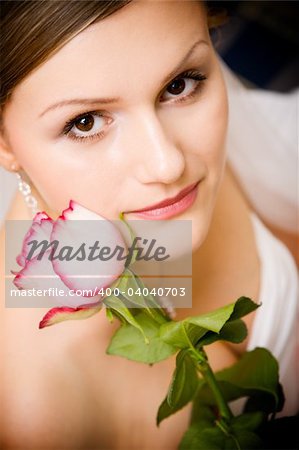 young bride with a rose