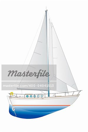 vector illustration of a classic sailing yacht
