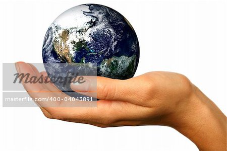 Human Hand Holding the World in Her Hands