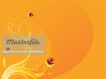 Autumn swirly floral background with pretty flowers.
