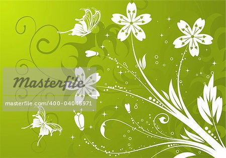 Floral background with butterfly, element for design, vector illustration