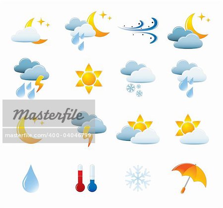 Weather Icon Set. Easy To Edit Vector Image.