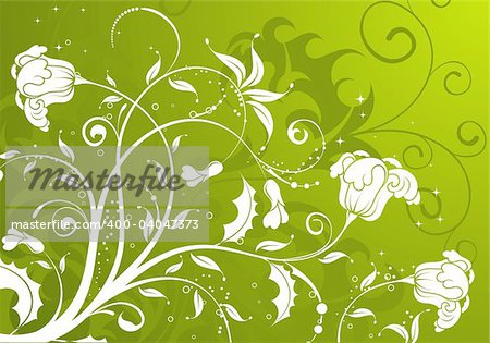 Floral background with circle, element for design, vector illustration