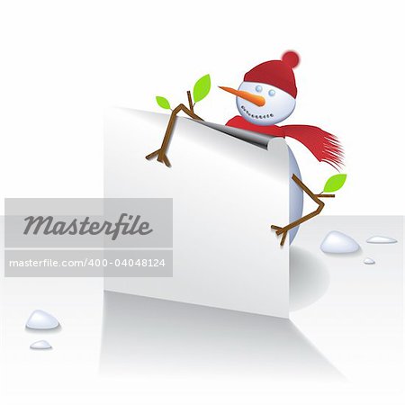 Vector - Cute christmas snowman holding a card, text can be inserted.