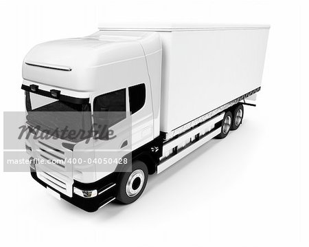 white semi truck on a white background