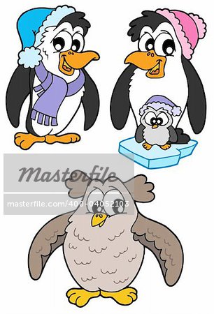 Cute birds collection - vector illustration.