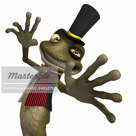 cartoon toad or frog with Clipping Path over white