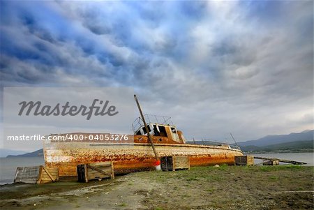 Abandoned boat at Prespa lake, Macedonia