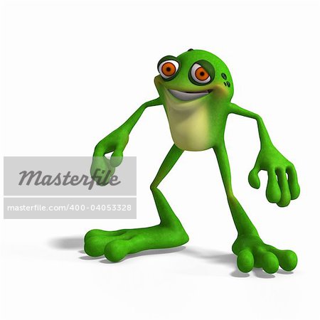 Cartoon Frog with funny Face contains Clipping Path