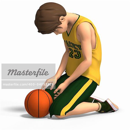 young manga character in basketball clothes With Clipping Path