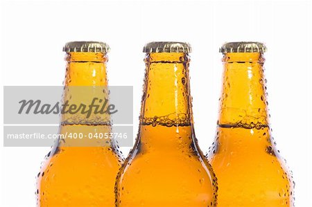 Macro of three isolated cool beers
