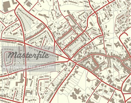 Editable vector illustration of a detailed generic street map without names