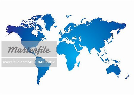 Blue and white Illustrated world map with white background
