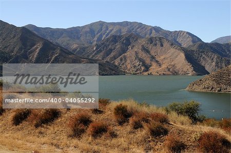 Pyramid Lake, a man-made reservoir near Castaic, California