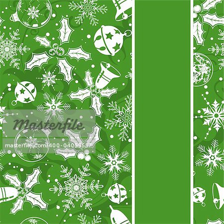 Christmas seamless background with snowflake, mistletoe, bell, element for design, vector illustration