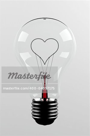 Love light bulb - light bulb with a filament in the shape of a heart