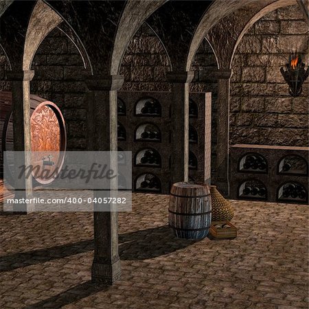 3D Render of an Wine Cellar