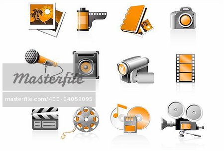 Multimedia icons set - photo and video