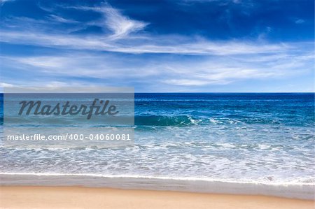 Beautiful beach with white sand and blue water