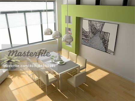 modern interior design (privat apartment 3d rendering)