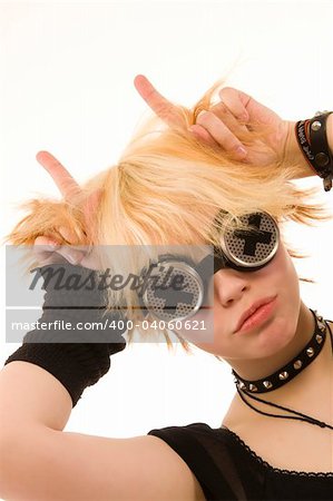 young alternative girl portrait on white background