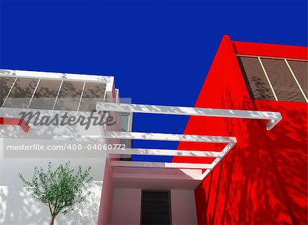 exterior of the modern design privat  residential house