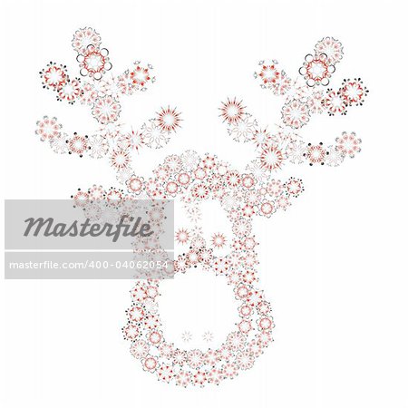 christmas reindeer via different snowflakes - vector illustration