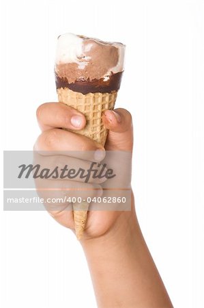 isolate dimage of a hand holding ice cream