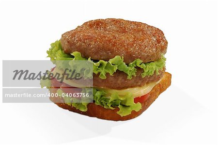 double chop bread on white background