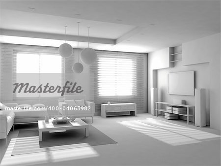 blank modern interior of the privat apartment (3d)
