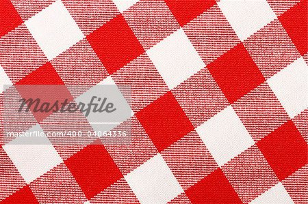 Close-up of classic red picnic cloth - The tablecloth is new, clean and flat