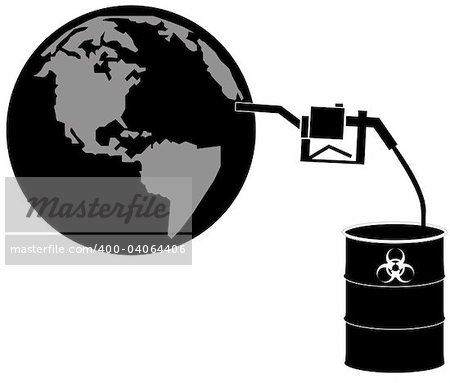 hazardous chemical being pumped into the globe - environmental concept