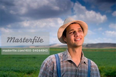 happy farmer in the fields