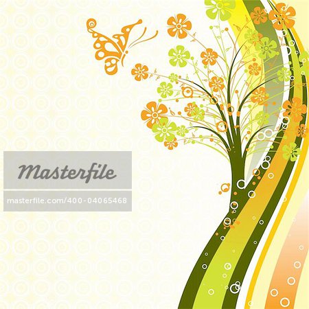 Decorative tree background, vector illustration