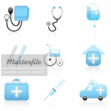 Set with medical and health icons