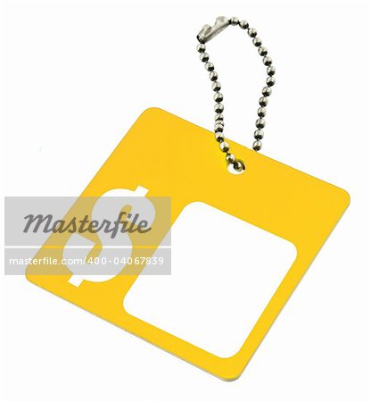 yellow tag with dollar symbol and copy space for price