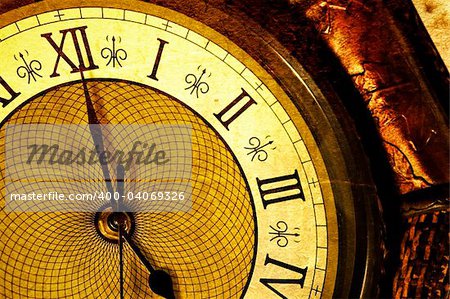 Extreme close up of an antique clock