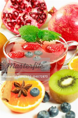 Fruit tea with fresh fruits
