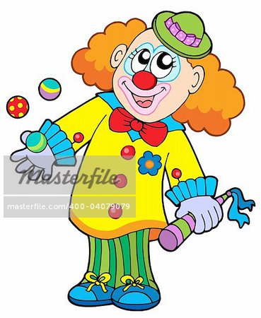 Smiling cartoon clown - vector illustration.
