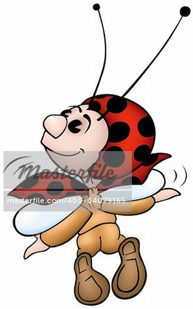 Flying Ladybird - cartoon illustration as vector