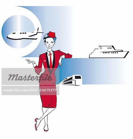 stewardess (caucasian woman) clipart