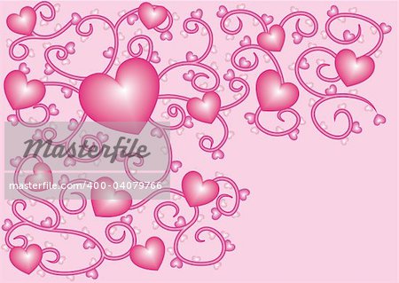 Rosa perlmuttfarbig sanfte Herz gegen ein Muster von Linien