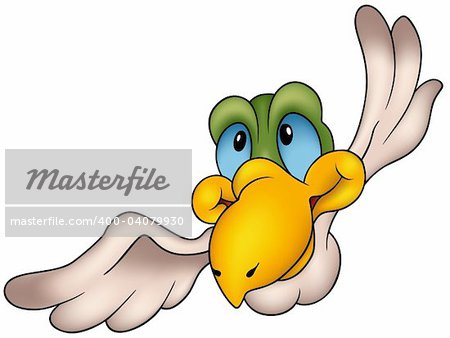 Flying Bird 09 - colored cartoon illustration as vector