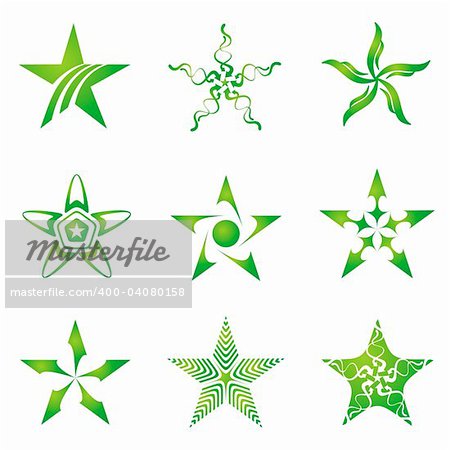 Set of decorative and creative five cornered/pentagonal stars