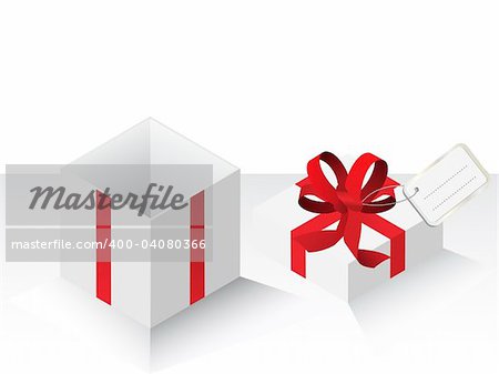 Vector - Illustration of a present or gift wrapped with a red bow and a card