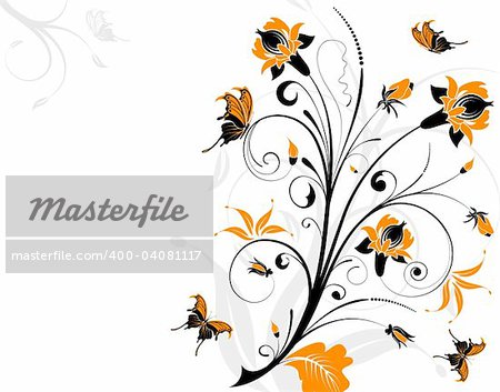 Floral Background with Butterfly, element for design, vector illustration