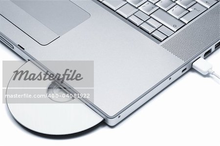 New and modern laptop on a white background