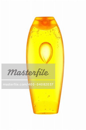 Plastic bottle with soap or shampoo without label isolated on white background